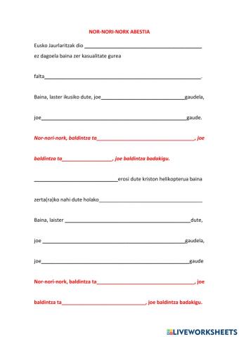 5 nor nori nork abestia