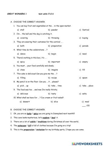 Great wonders 1 test