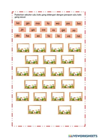 Latihan suku kata kv (ba - za)