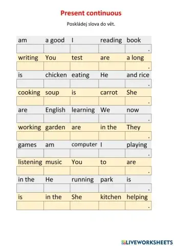 Present continuous - word order 1