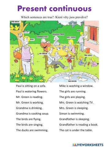 Present continuous - which sentences are true 2