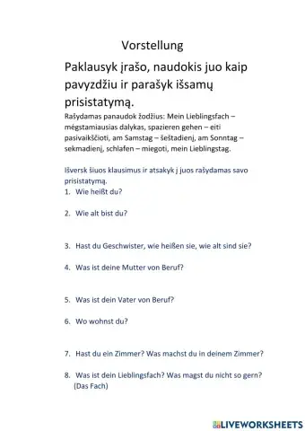 Vorstellung-Schreiben lernen