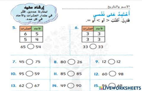 مقارنة الاعداد