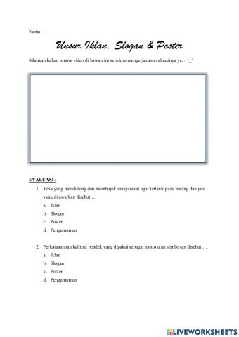 Unsur iklan, slogan dan poster