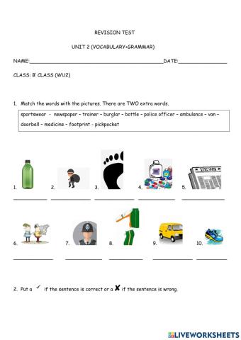 Revision test : unit 2, b' class