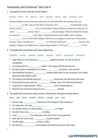 Past Simple Test(Unit 8) Elementary