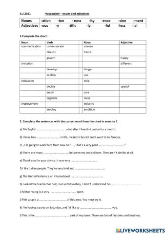 Nouns and Adjectives