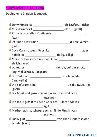 Steigerung - stupňování