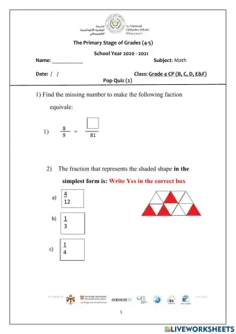 fraction quiz