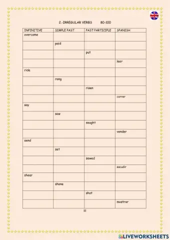 Irregular verbs 80-100
