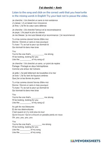 J'ai cherché gap fill