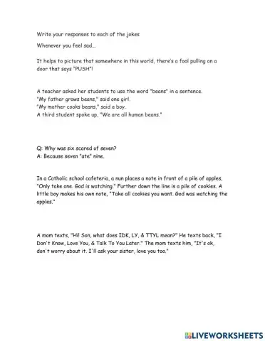 Jokes- expresssions reacting to jokes