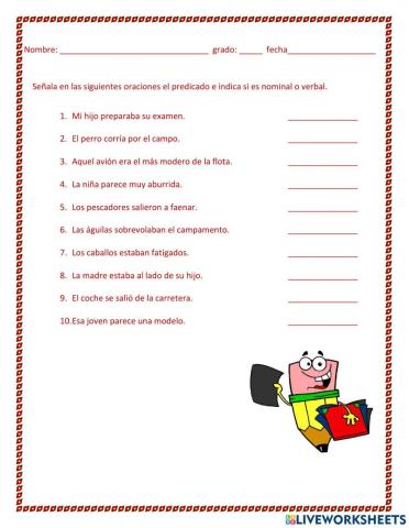 Predicado nominal y verbal