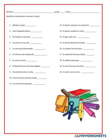 Predicado nominal y verbal