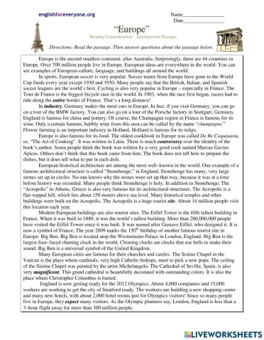 Europe Reading Science 6º