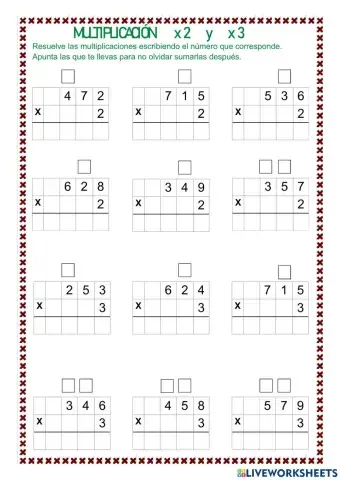 Multiplicar por 2 y por 3