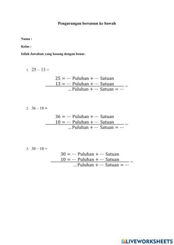 Pengurangan bersusun ke bawah