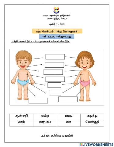 Body Parts in Tamil