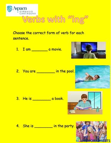 Verbs with ing