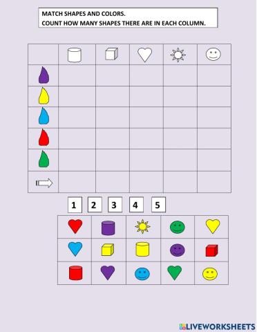 Match and count shapes and colors