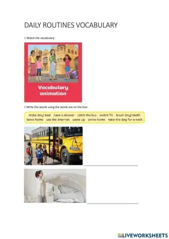 Daily routines vocabulary