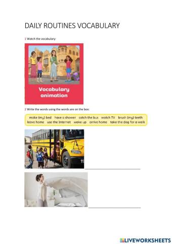 Daily routines vocabulary