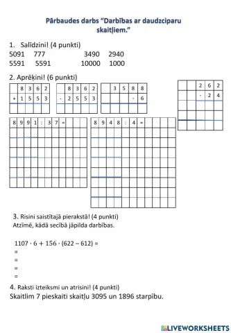 Pārbaudes darbs 4.klasei