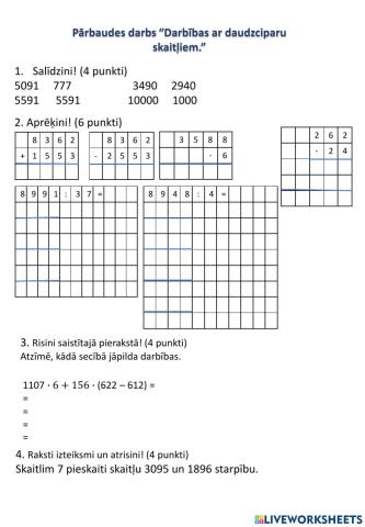Pārbaudes darbs 4.klasei
