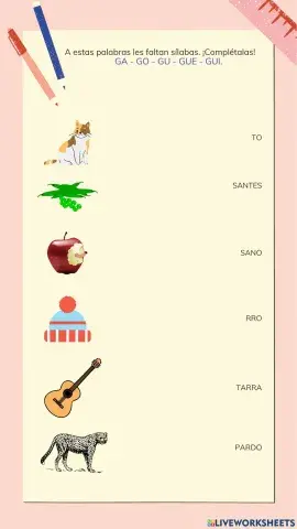 Palabras con g suave