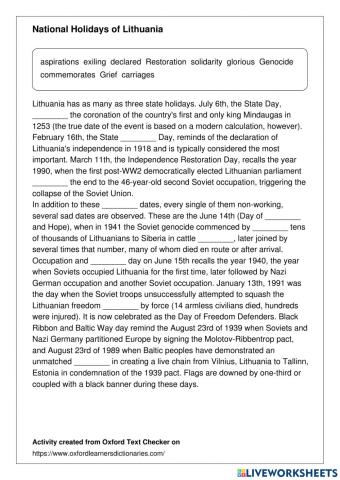 National holidays of Lithuania