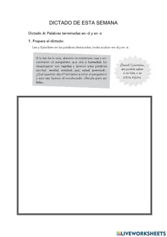 Dictado de palabras acabadas en d y z
