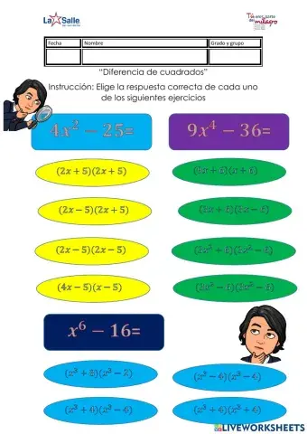Diferencia de cuadrados