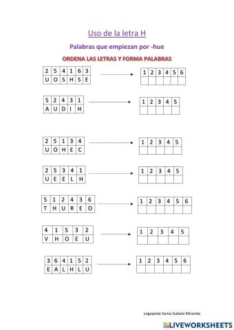 Palabras que empiezan por hue