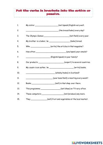 present passive PASSIVE or ACTIVE