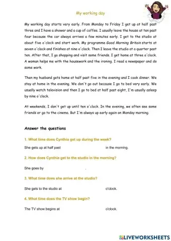 Reading. My working day