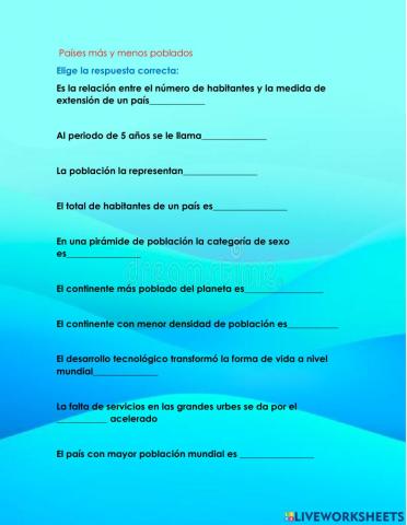 Países más y menos poblados