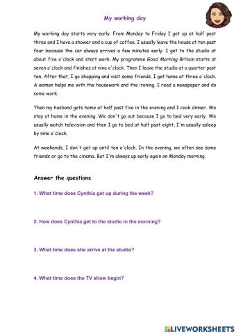 Reading. My working day