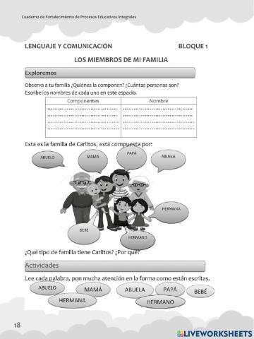 Los miembros de mi familia