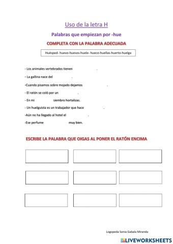 Palabras que empiezan por -hue
