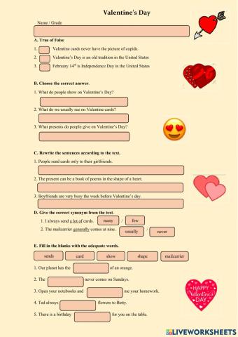 Valentine's Day - Text comprehension