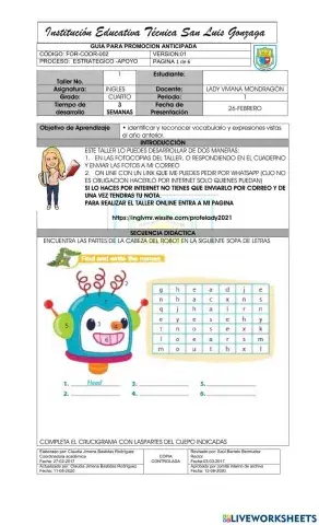 Taller No 1 ingles 2021