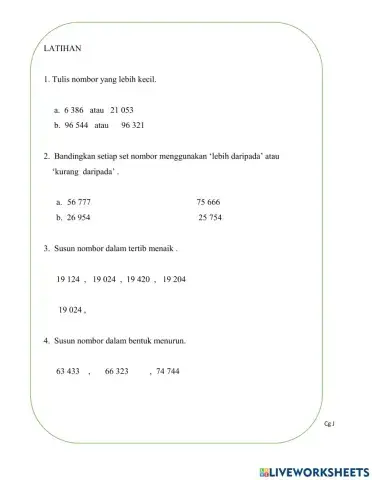Banding dan susun nombor