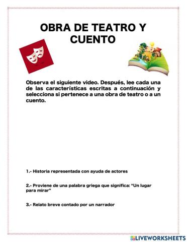 Obra de teatro y Cuento
