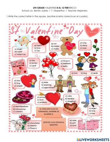 6th grade-valentine 8 al 12 febr 21