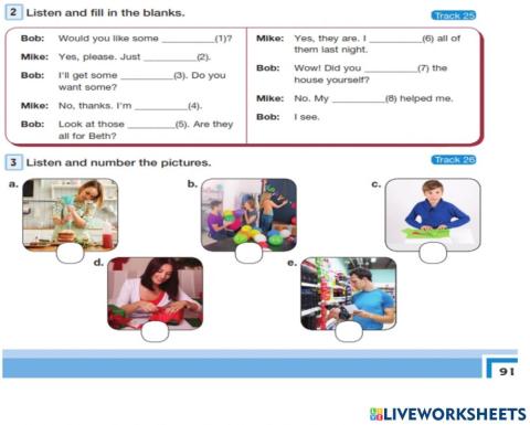 7.sınıf 6.ünite Celebretion Listening 2 v 3  DERS KİTABI 91-2 track 25-26