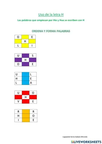 Palabras que empiezan por -hue, -hie