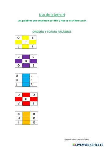 Palabras que empiezan por -hue, -hie