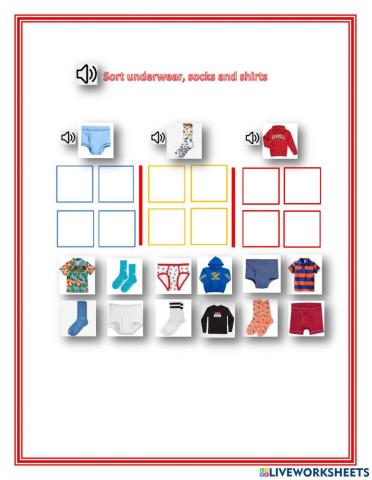 Sort underwear, socks and shirt - DC