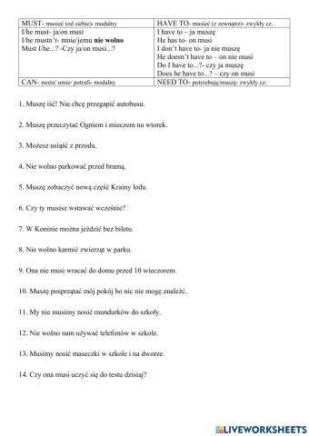 PR A2+ unit 5 grammar 2 have to must
