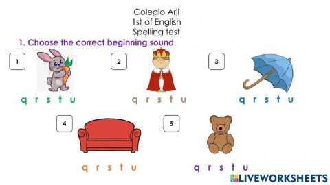 Spelling test qrstu